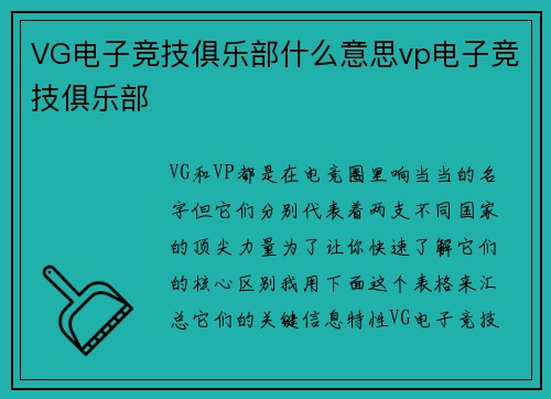 VG电子竞技俱乐部什么意思vp电子竞技俱乐部